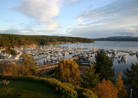 The view from a Friday Harbour Hotel overlooking the Port of Friday Harbor